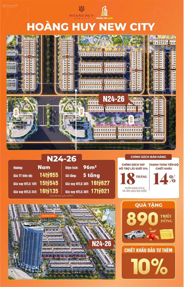 Bán liền kề chân khối đế chung cư thương mại hoàng huy new city, chỉ hơn 15 tỷ