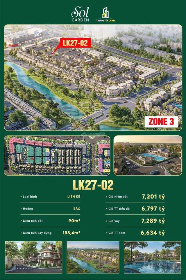 Căn duy nhất 90m2 chỉ 6,6 tỷ giá đợt 1 sol garden nam long, chân cầu nguyễn trãi