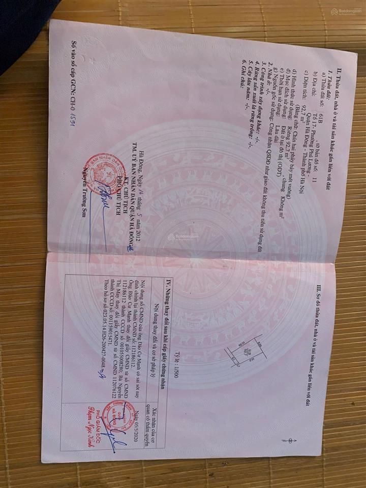 Bán nhà riêng tại tổ dân phố bắc lãm 8, đường thượng mạo, phú lương, hà đông, 115 triệu/m2  92.7m2
