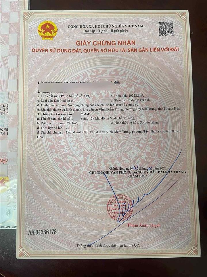 Chính chủ bán căn view hồ ct3 vĩnh điềm trung, nha trang giá 3 tỷ 950