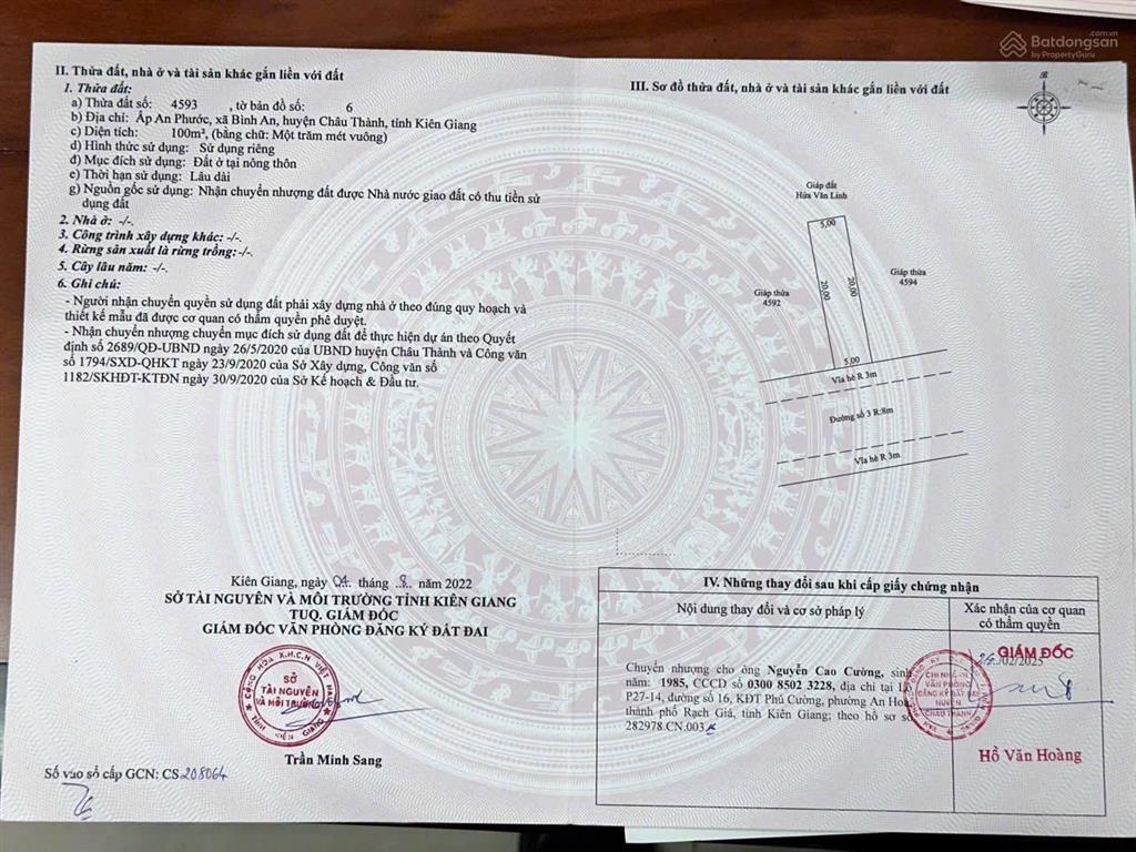 Bán nền kdc tắc cậu, xã bình an, an giang. gần đường 3/2 nối dài