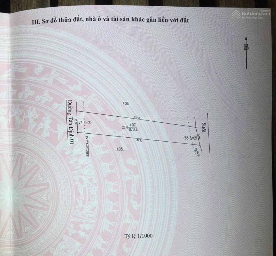 Bán đất đẹp tại tân định 01, 1,55 tỷ, 1170 m2, pháp lý đầy đủ