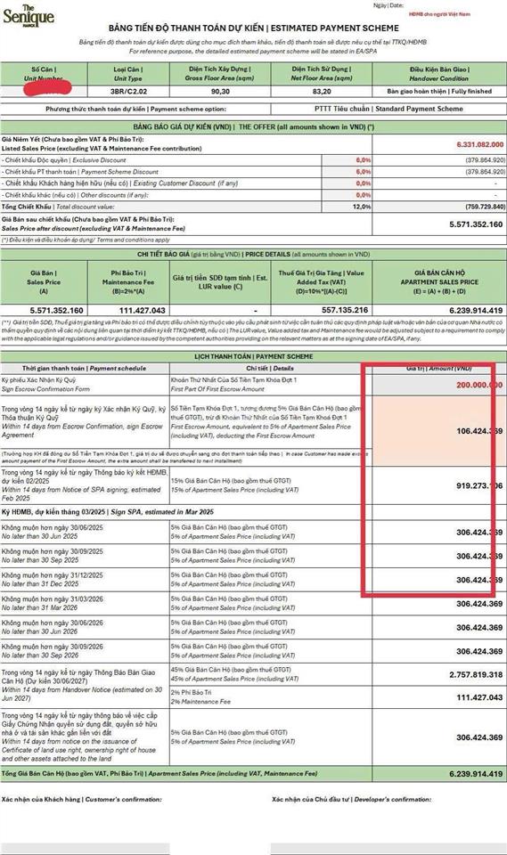Chỉ 2.5 tỷ ban đầu sở hữu 3pn vip nhất the senique | capitaland vinhomes ocean park 1