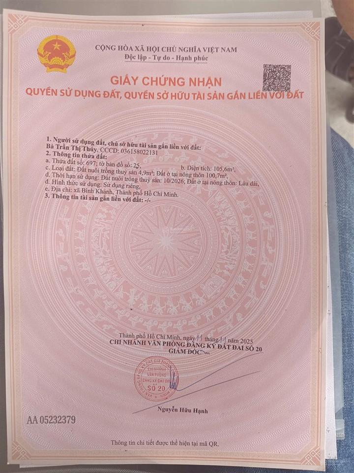 Đất thổ cư cách phà 1km, kdc đông
