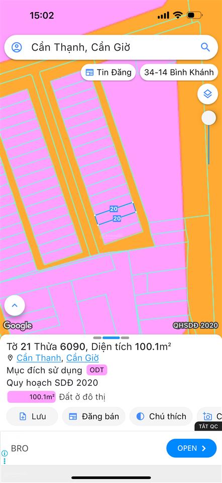Đất bán cần giờ, 2mt đường trước 16m sau 4,5m full thổ cư, giá trọn sổ 5ti2