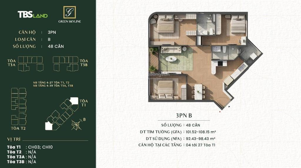 Căn hộ green skyline tbs land nhận nhà tháng 12/2026  xem thực tế trước khi cọc  chỉ từ 2 tỷ 750