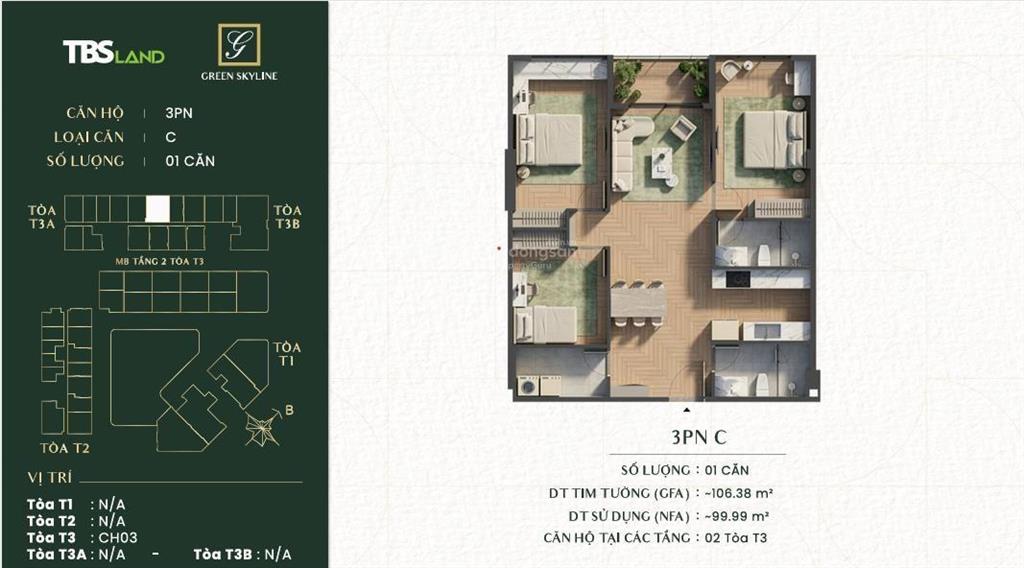 Căn hộ green skyline tbs land nhận nhà tháng 12/2026  xem thực tế trước khi cọc  chỉ từ 2 tỷ 750