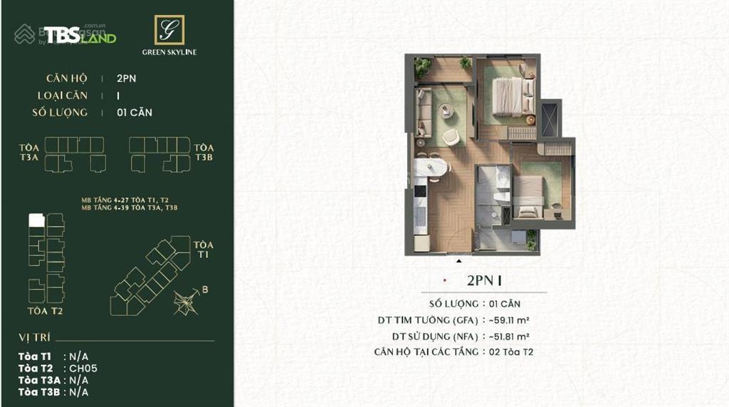 Căn hộ green skyline tbs land nhận nhà tháng 12/2026  xem thực tế trước khi cọc  chỉ từ 2 tỷ 750