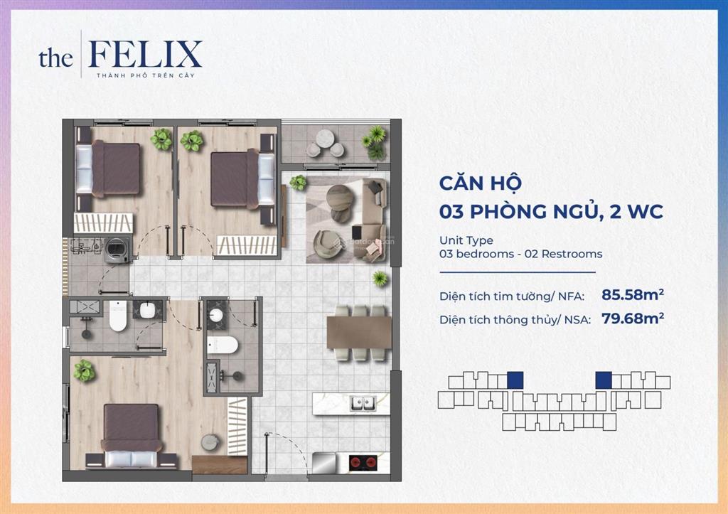 Bán cc 1pn 1wc 45m2 tại the felix thuận an, 1,728 tỷ vnd