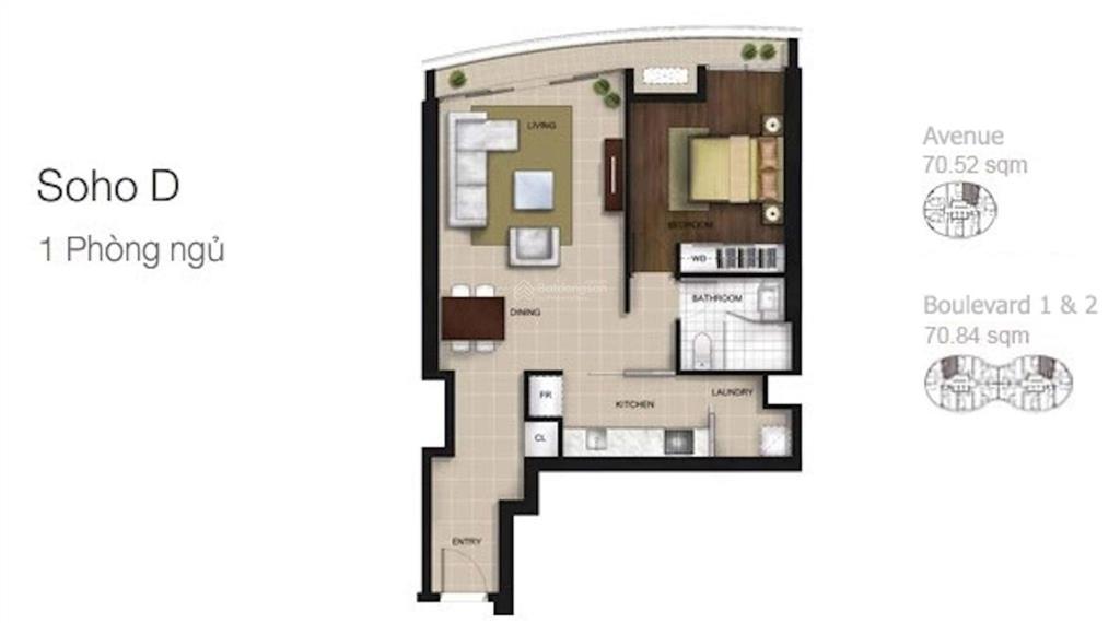 Bán căn hộ 1 phòng ngủ giá tốt nhất, tháp avenue