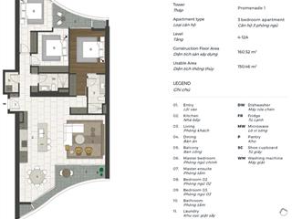 Bán căn hộ 3 phòng, 160m2 ở ngủ city garden