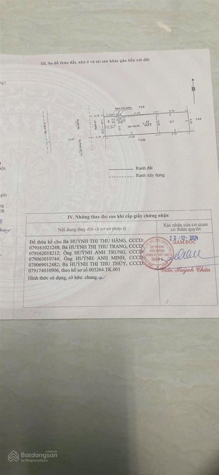 Bán mặt tiền đường bình tiên q6, chính chủ 1 đời, nhĩnh 200tr/m2. ngan 6,5m, sổ vuông a4, 164m2.