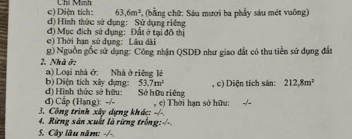Cc trang bìa bán nhà hẻm 220/ hoàng hoa thám, hxh 5m, 63,6m2, 5t btct hc.nhà tự xây ở nay bán 12,5t