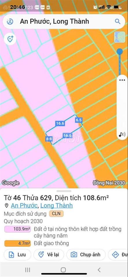 Bán đất an phước long thành  108.6m2  quy hoạch lên thổ cư  chỉ 1.850 tỷ
