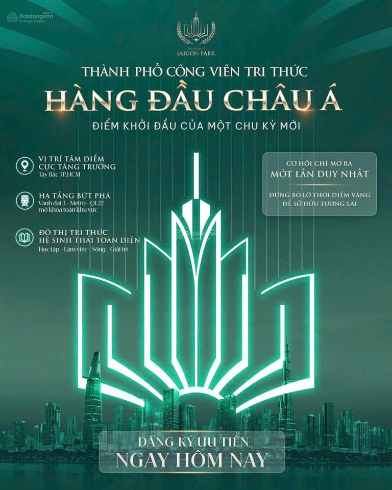 Booking ưu tiên vinhomes saigon park ( hóc môn)  an cư tri thức  vững bước tương lai