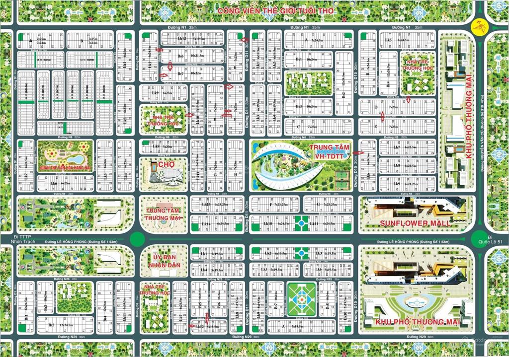 Bán đất nền sunflower nhơn trạch đối diện trường học chỉ 850 triệu