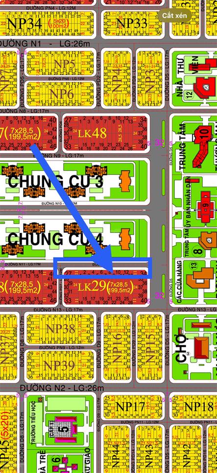 Bán lô đất đẹp trung tâm xdhn 200,4m2 đối diện chung cư 4 chỉ 11 triệu/m2