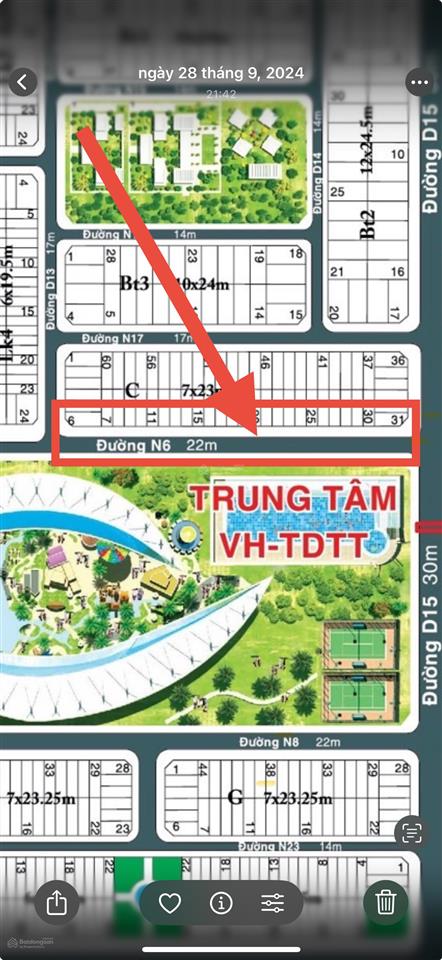 Bán lô đất nhà phố sunflower đối diện khu thể dục thể thao & trường học đường 22m