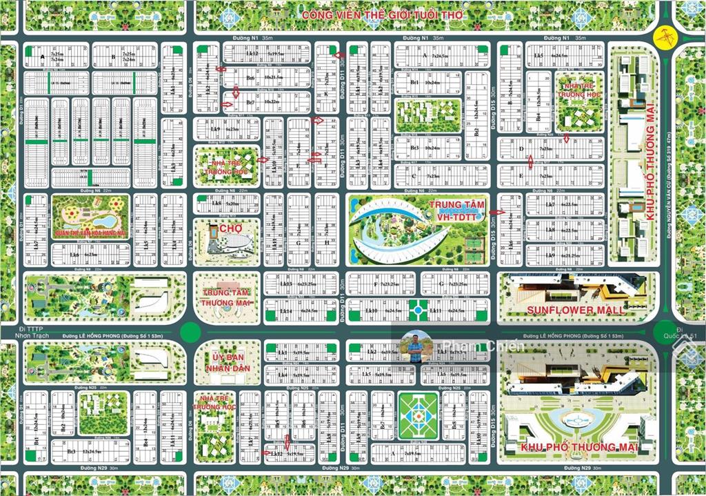 Bán đất nền sunflower nhơn trạch đường 35m gần trường học
