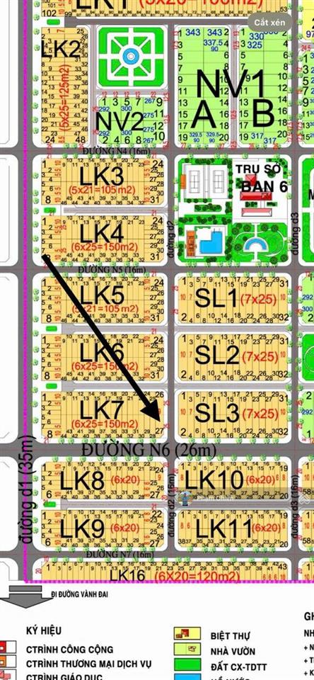 Lô góc hud nhóm 4, 2 mặt tiền 26m & 16m, 217m