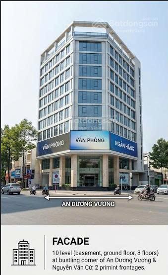 Góc 2 mặt tiền an dương vương nguyễn văn cừ hầm + trệt + 8 tầng tòa nhà chuẩn văn phòng ngân hàng