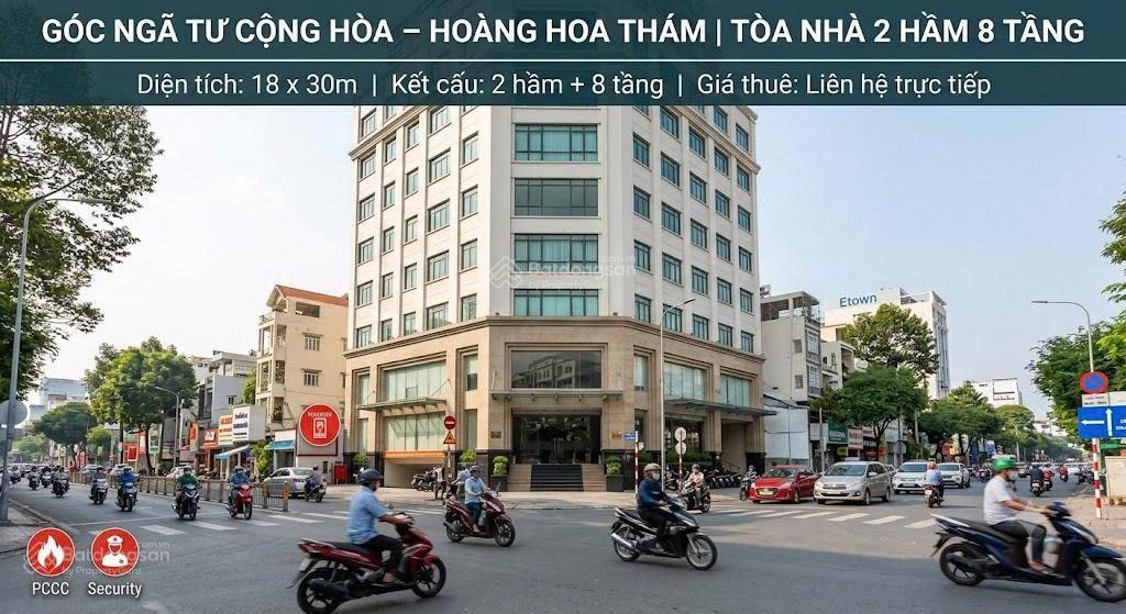 Góc ngã tư cộng hòa hoàng hoa thám | tòa nhà 2 hầm 8 tầng | phù hợp ngân hàng văn phòng