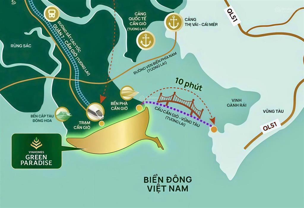 Cần bán nhanh căn biệt thự vườn cạnh vinhomes paradise cần giờ. giá rẻ nhất khu vực chỉ 28 triệu/m2