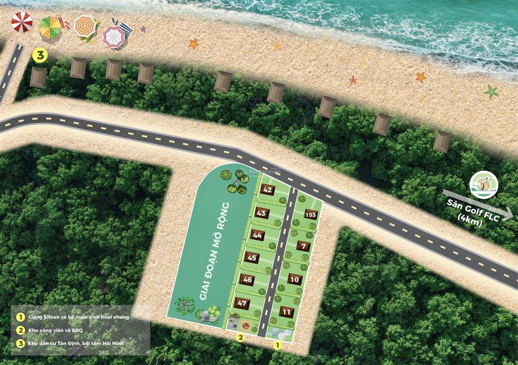 Bán lô đất trồng cây ven biển (dt 2400m2) cách kdc tân định & bãi tắm hải ninh 1km. giá 400 triệu