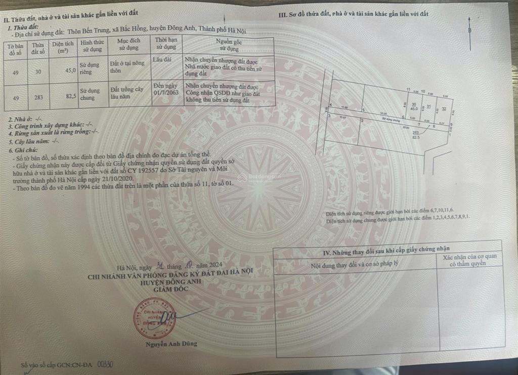 Bán đất bến chung  bắc hồng  đông anh ô tô vào nhà