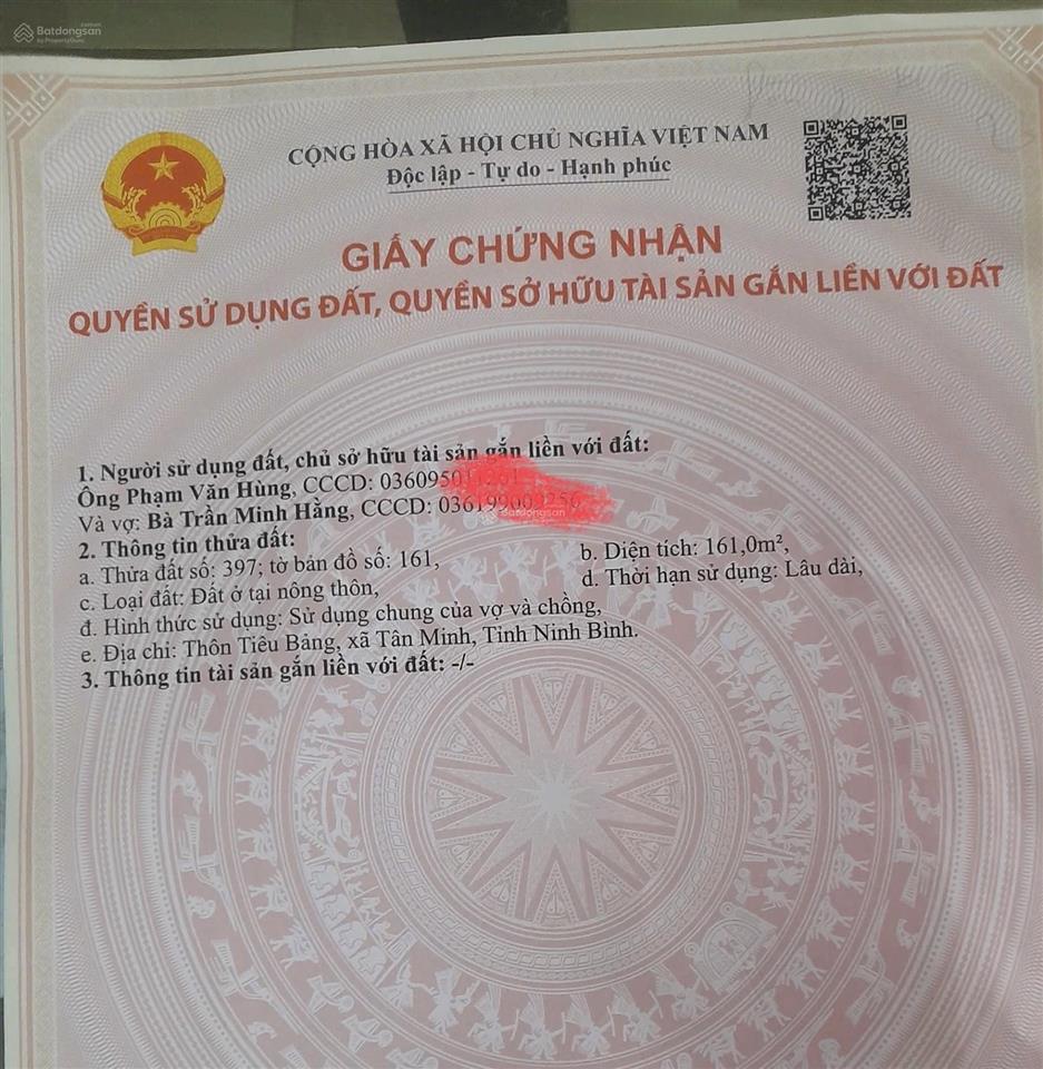 Bán đất xã yên trung  ý yên  nam định. full thổ cư 161m2