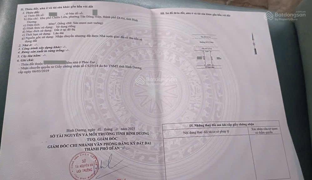 Bán đất 5x12m, đường d3 kdc phúc đạt p. tân đông hiệp