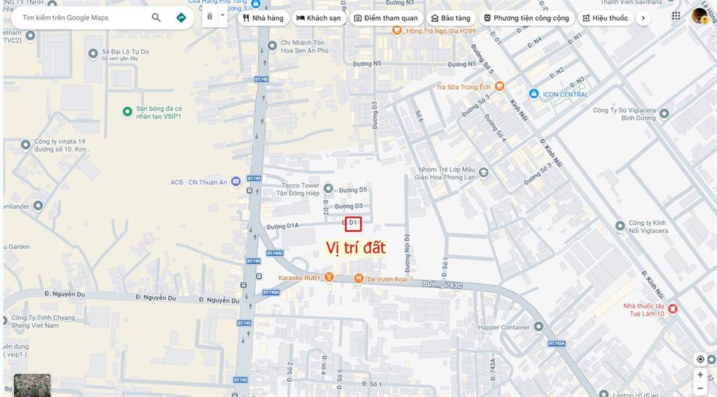 Bán đất 5x17m, đường d1 kdc phúc đạt gần vsip1 (giá rẻ)
