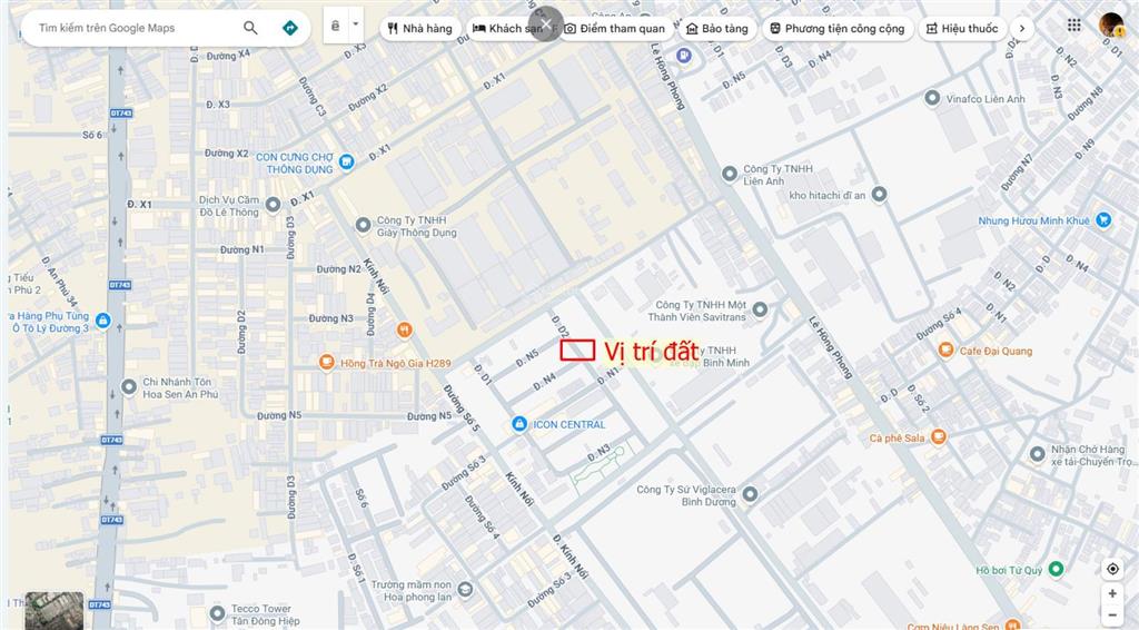 Bán đất kế công viên 5x15m, đường d2 kdc icon central p.tân đông hiệp
