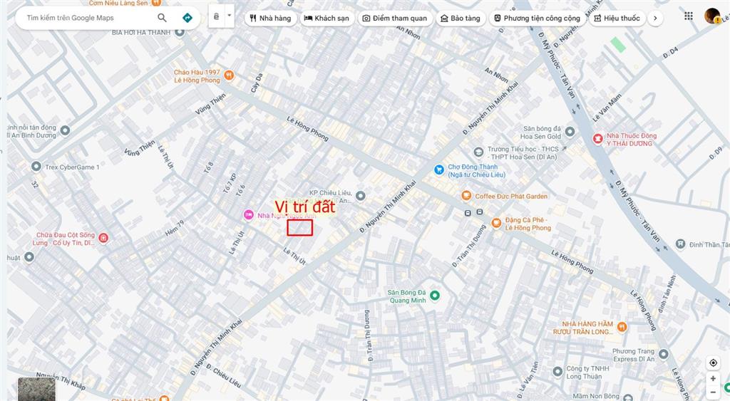 Bán đất 5x20m, hẻm nguyễn thị minh khai p. tân đông hiệp gần ngã tư chiêu liêu