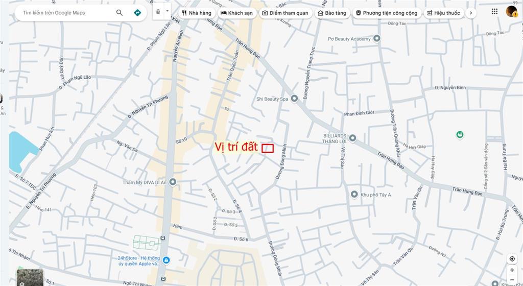 Bán đất 4.324.5m, hẻm đông minh p. đông hòa gần chợ dĩ an 1