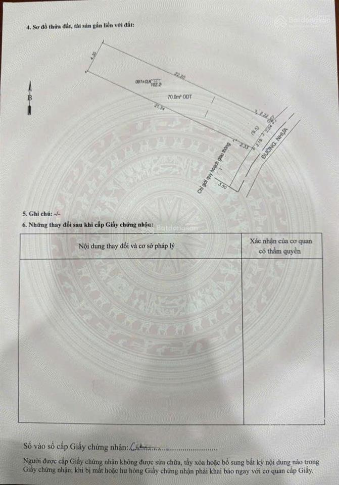 Bán đất 4.324.5m, hẻm đông minh p. đông hòa gần chợ dĩ an 1