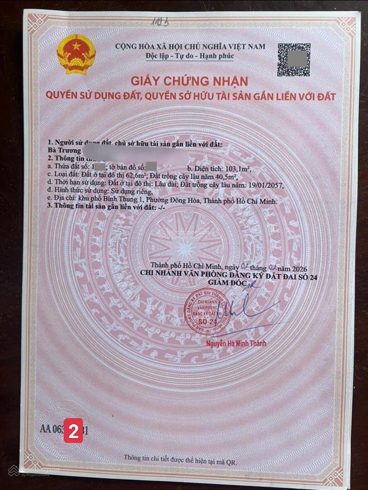 Bán đất 4.4x24m, hẻm đt.743a p. đông hòa gần làng đại học