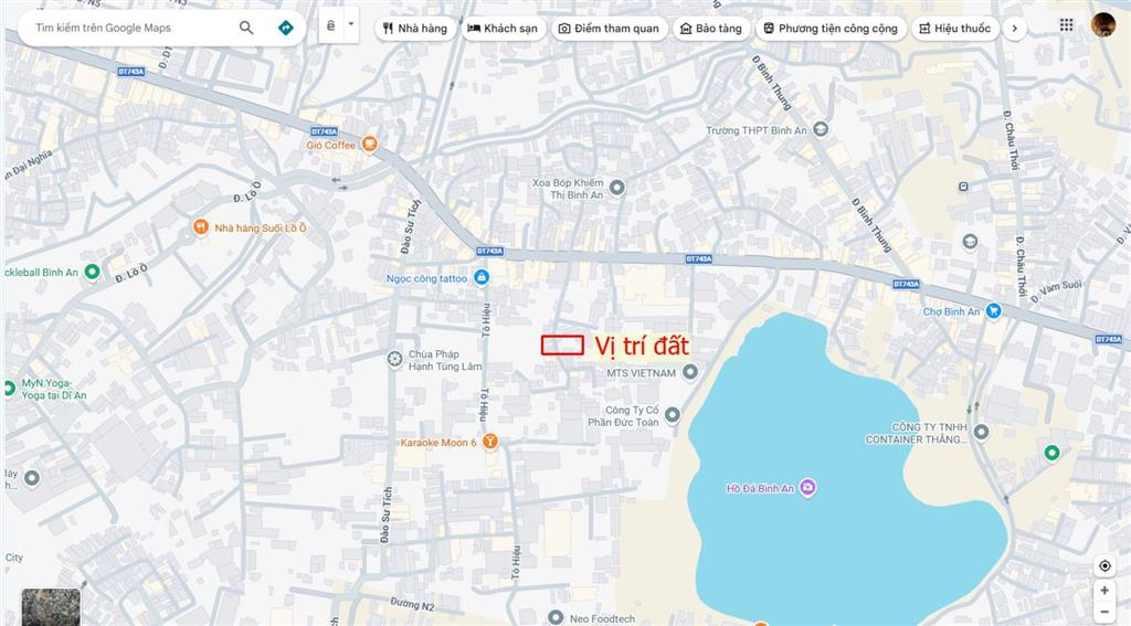 Bán đất 4.4x24m, hẻm đt.743a p. đông hòa gần làng đại học