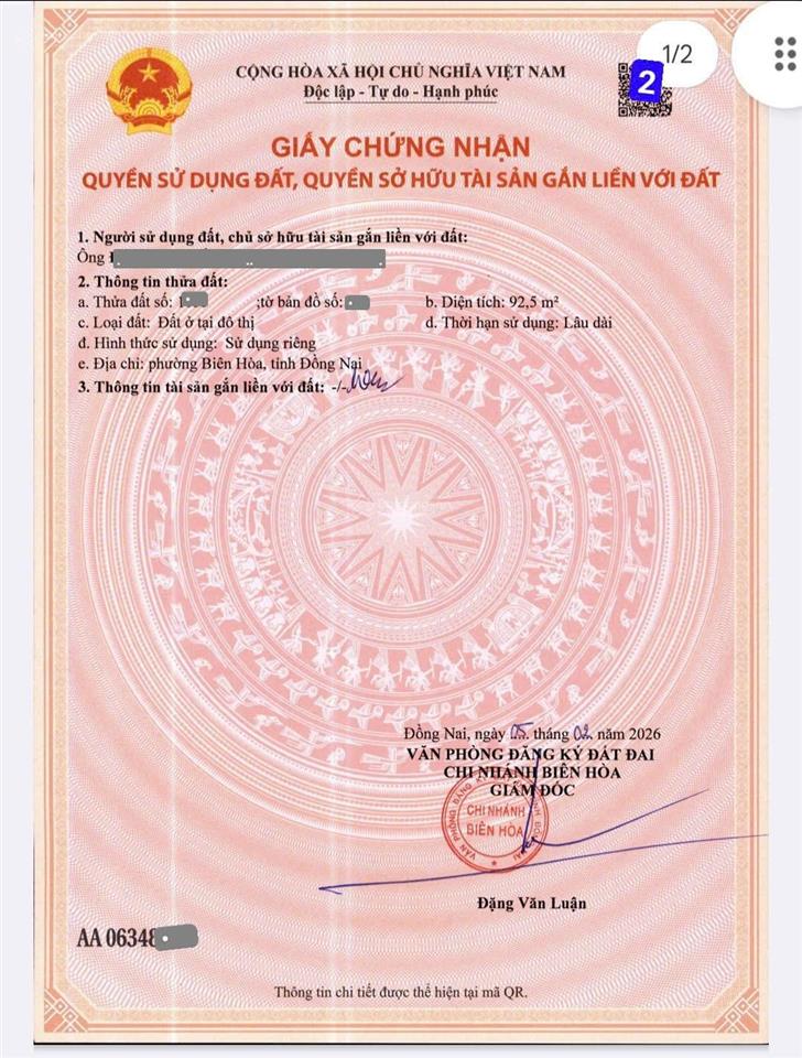 Bán đất 4.1x23m, hẻm hoàng minh chánh p. biên hòa gần sông đồng nai
