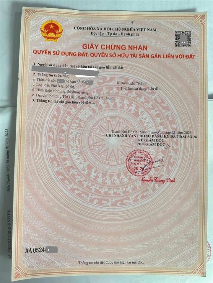 Bán đất 4.5x17m, đường n7 kdc tuấn điền phát 1 (giá tham khảo tốt)
