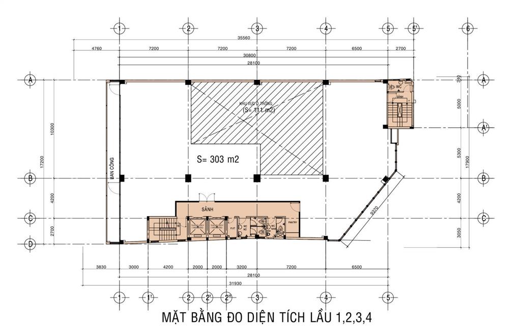 Cho thuê văn phòng lầu 1 dt 303 m2 ở bình thạnh sát q1