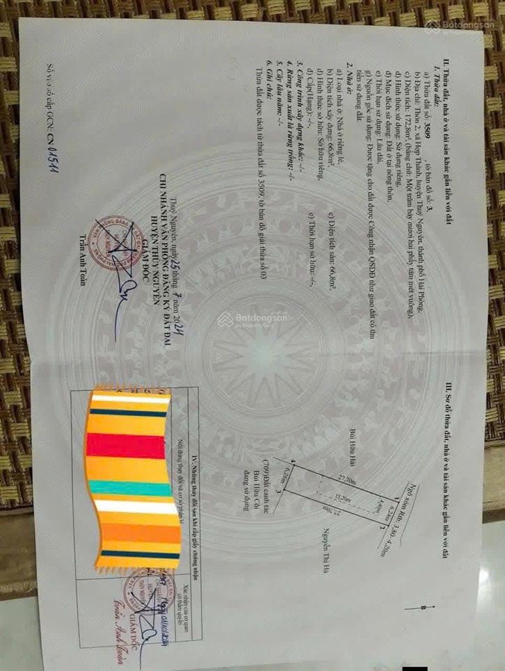 Chính chủ gửi bán lô đất 174m hợp thành thủy nguyên, sẵn nhà giá chỉ 1.x tỷ