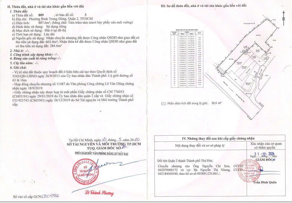 Đất mặt tiền đường số 63 bình trưng đông, 887m2, full thổ cư. 100 tỷ