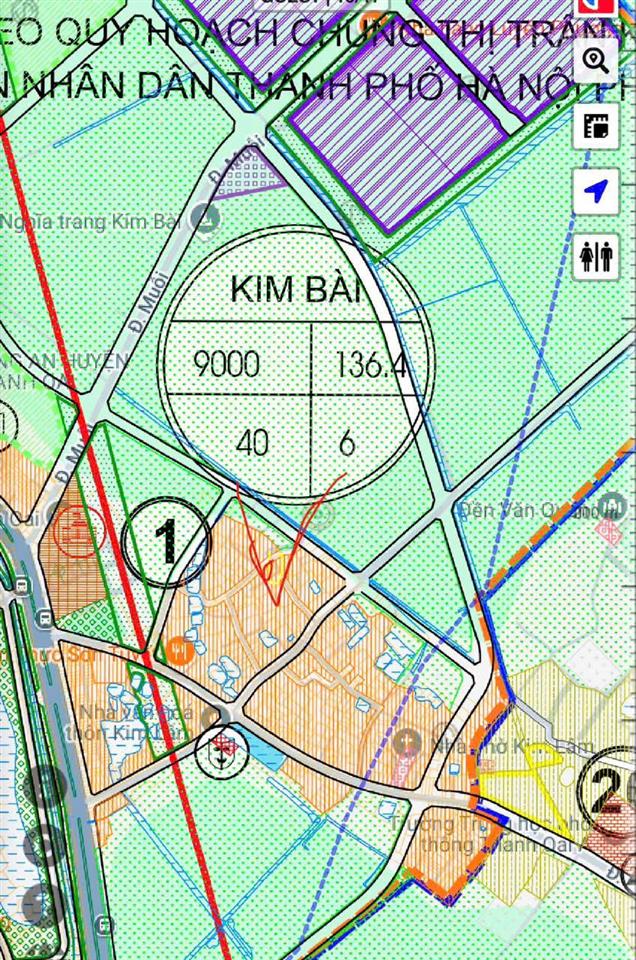 Đất mặt đường kim lâm  kim bài, cạnh cụm cn telin, cạnh kđt vingroup, sau uỷ ban huyện