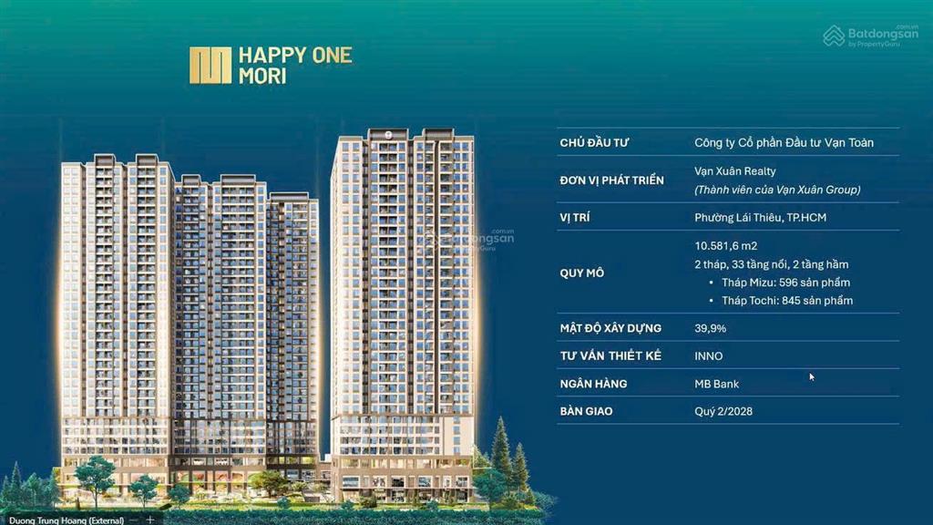 Bán căn hộ 2pn 68m2  2,7 tỷ happy one mori lái thiêu  mua ký ngay hđmb (hỗ trợ vay bank)