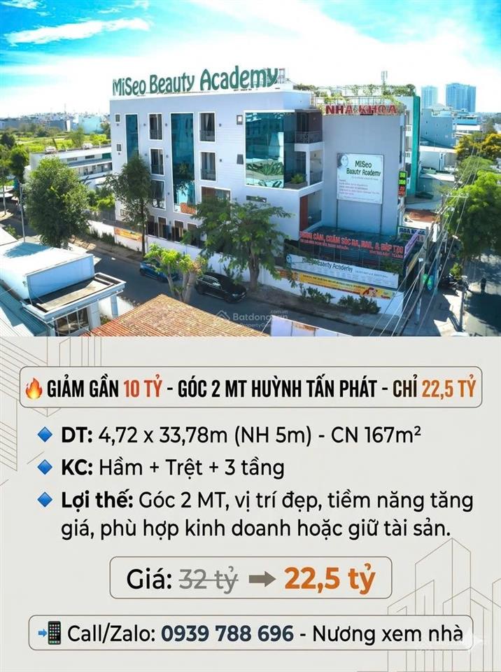 Chủ ngộp bank  bán góc 2 mặt tiền huỳnh tấn phát 4,7x33m, hầm 4 tầng. giảm sâu 10 tỷ còn 22,5 tỷ