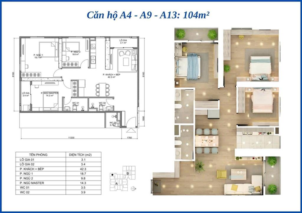 Bán căn góc 3pn  104m2 ký trực tiếp chủ đầu tư, giá tốt