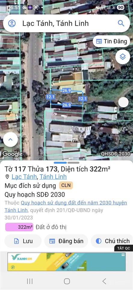 Cần bán gấp lô đất mtđ trần hưng đạo (đường tỉnh 720), tt lạc tánh, huyện tánh linh, bình thuận