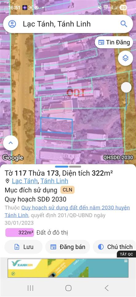 Cần bán gấp lô đất mtđ trần hưng đạo (đường tỉnh 720), tt lạc tánh, huyện tánh linh, bình thuận