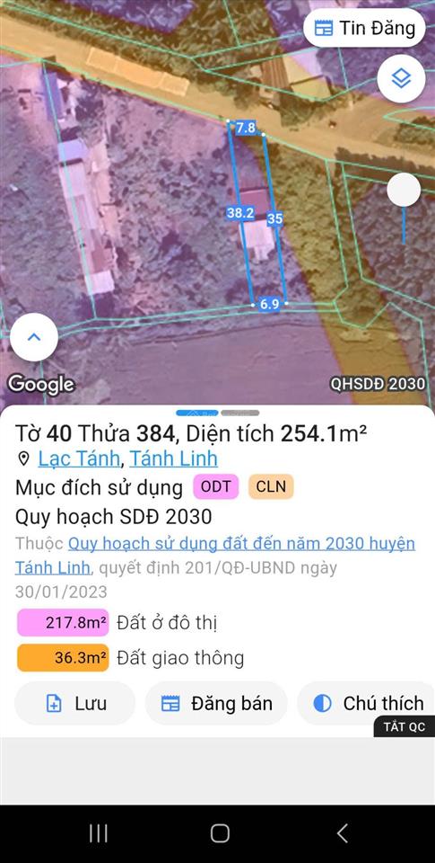 Sang nhượng đất tại mặt tiền đường điện biên phủ, xã tánh linh, tỉnh lâm đồng